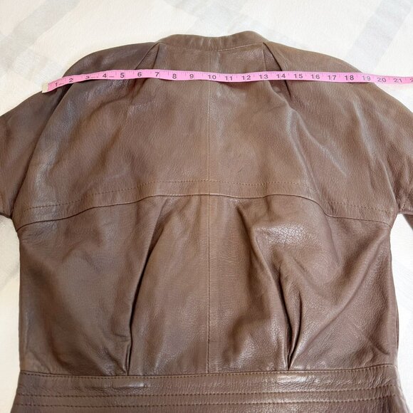 Proenza Schouler Roll Collar Brown Leather Jacket | Size 2 | NWT Color Variation - Picture 5 of 16